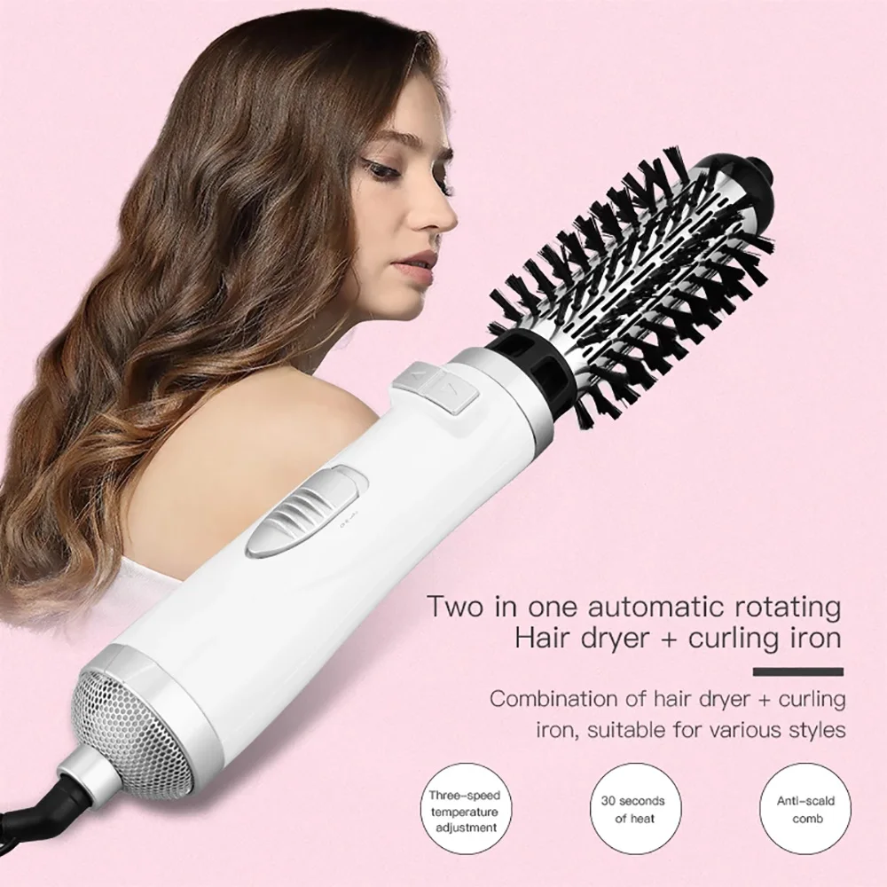 

Rotational Professinal Hair Dryer Comb Straightening Brush 2 in 1 Salon Blower Multifunctional Styling Tools Straight and Curler