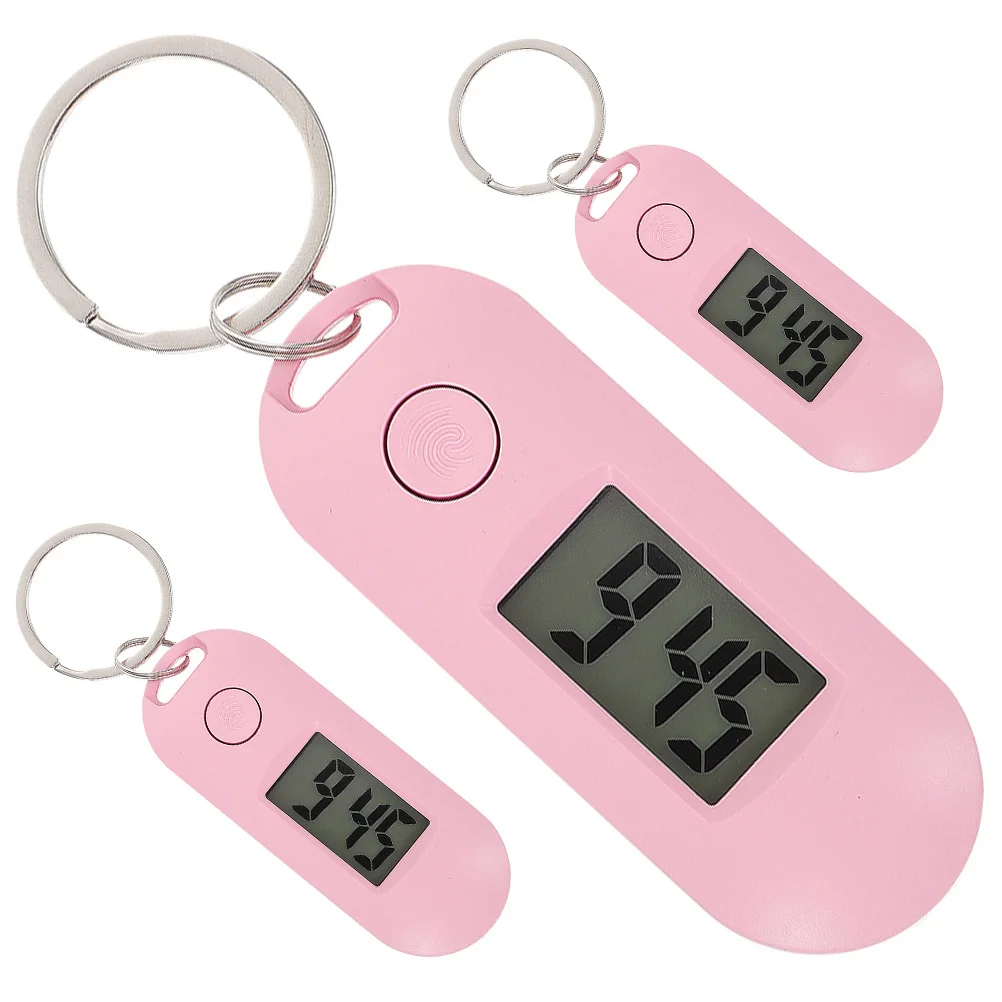 3 pezzi di orologi elettronici color caramello portachiavi muto orologio digitale per studenti orologio da tasca leggero portatile moschettone da infermiera