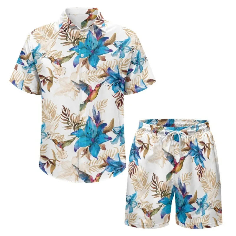 Ensemble chemise et short de plage College en 3D pour hommes, survêtement hawaïen, chemises trempées, vêtements unisexes, mode, 2 pièces