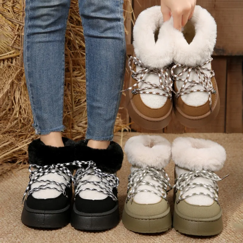 

Зимние женские ботильоны на платформе 2024, мягкие удобные непромокаемые лыжные ботинки, женские модные зимние ботинки на плоской подошве, Zapatos De Mujer