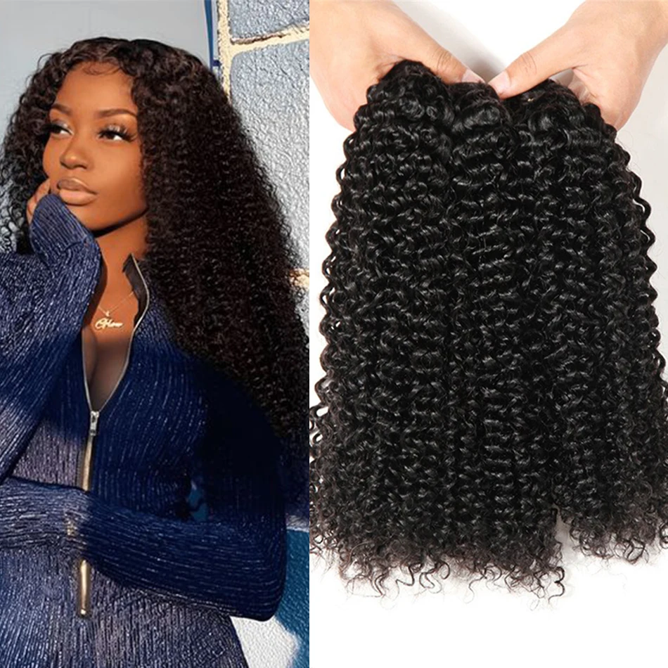 Mongolian Kinky Curly Human Hair Bundles Wholesale 1/3/4 Pieces Natural Hair Extensions Topper Woman Human Hair Free Shipping