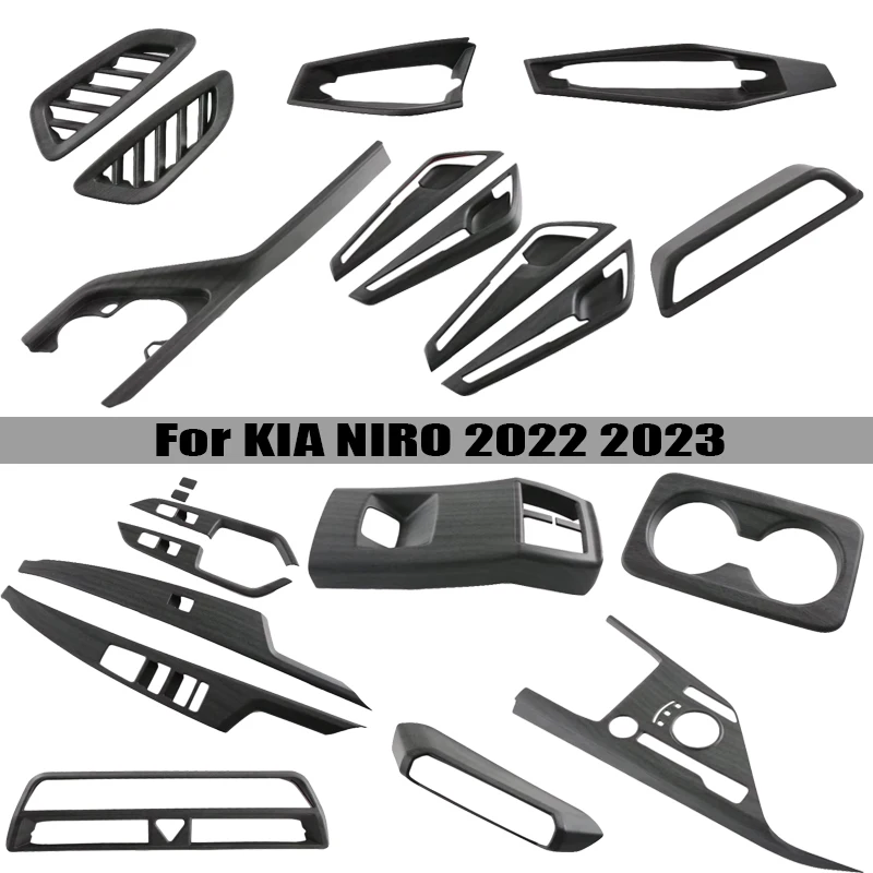 For KIA NIRO 2022 2023 ABS Wood Color Interior Center Console Gear Armrest Box Panel Air Vent Outlet Cover Trim Stickers