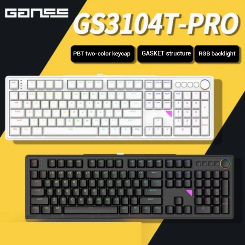 

Ganss 3104tpro Mechanical Keyboard With Wireless Bluetooth Three-Mode Gaming E-Sports And Office 104-Key Rgb Windows&Mac