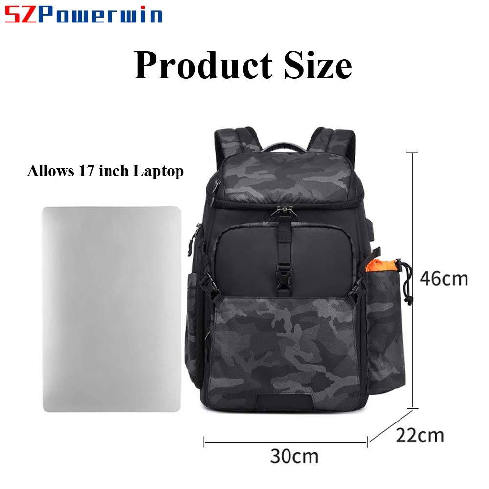 Powerwin กระเป๋าเป้สะพายหลังใส่กล้อง DSLR กันน้ำอเนกประสงค์, ใหม่กระเป๋าเป้สะพายหลังพร้อมแล็ปท็อปช่องเลื่อนโดรนทางอากาศ