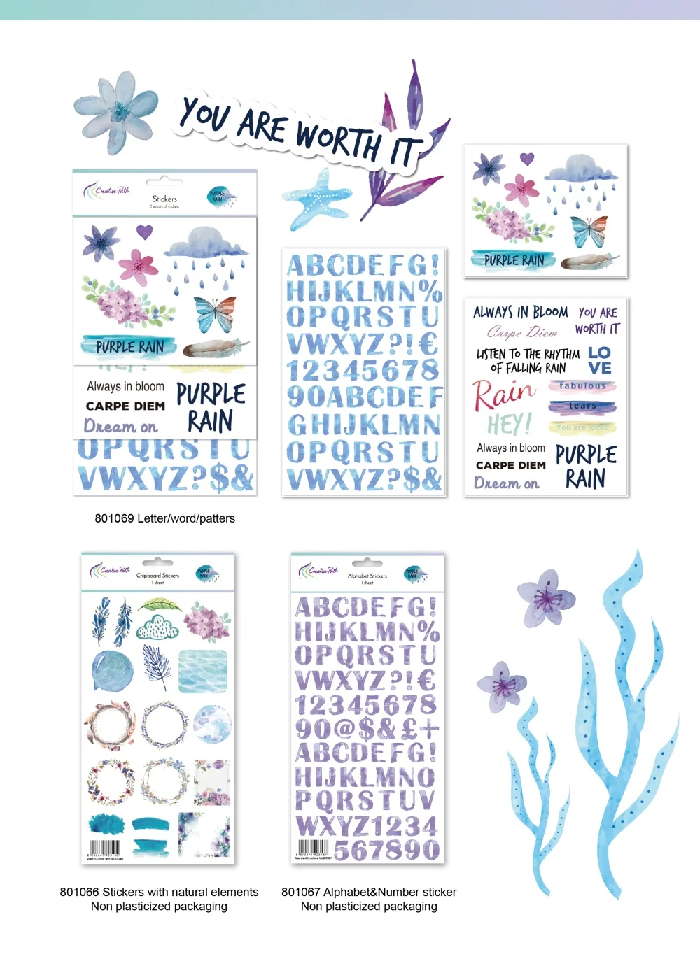 Creative Path 12-teiliges Purple-Rain Scrapbooking-Journaling-Set, dekorative Papiere, Stanzformen, Stempel, Aufkleber, DIY-Bastelset – Detail 8