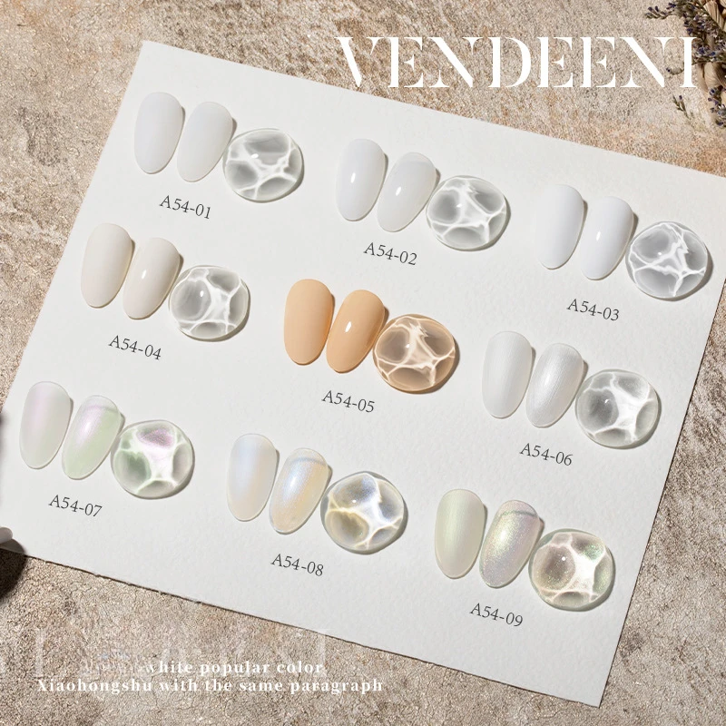 

Vendeeni 9 Colors White Moonlight Series Gel Nail Polish Pure White Shiny UV Soak Off Gel Varnish Glitter Nail Art Gel Lacquer