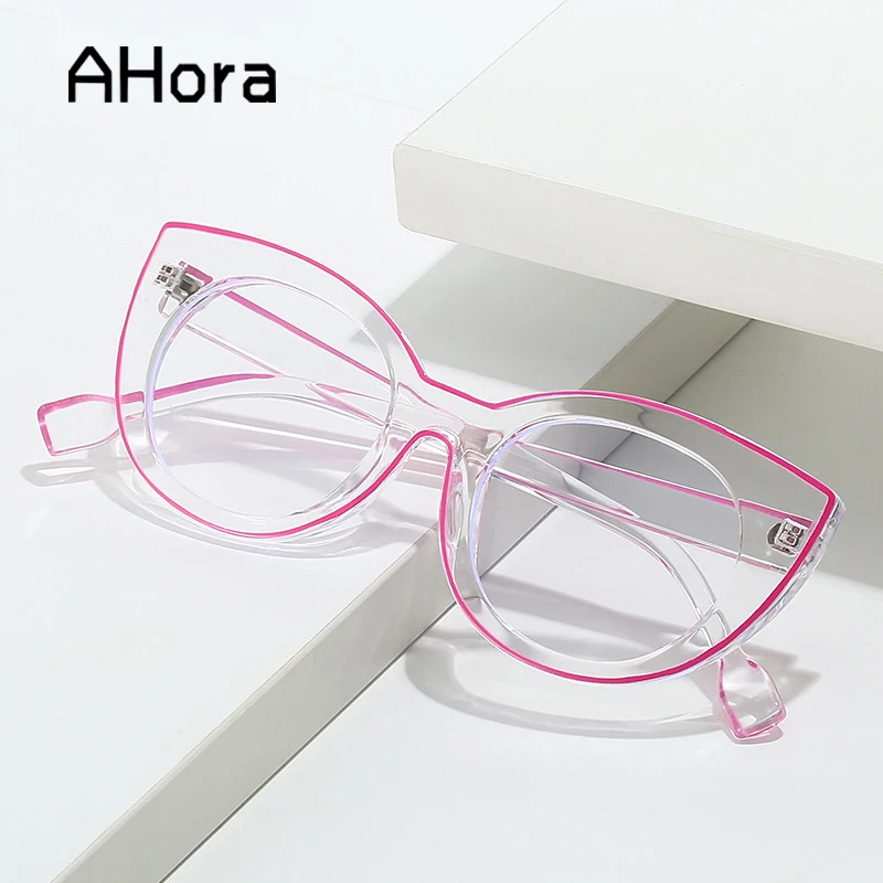 

Ahora New Clear Color Bar Reading Glasses Frame Women&Men Computer Goggles Presbyopic Eyeglasses Cat Eyes 0...+4.0 New