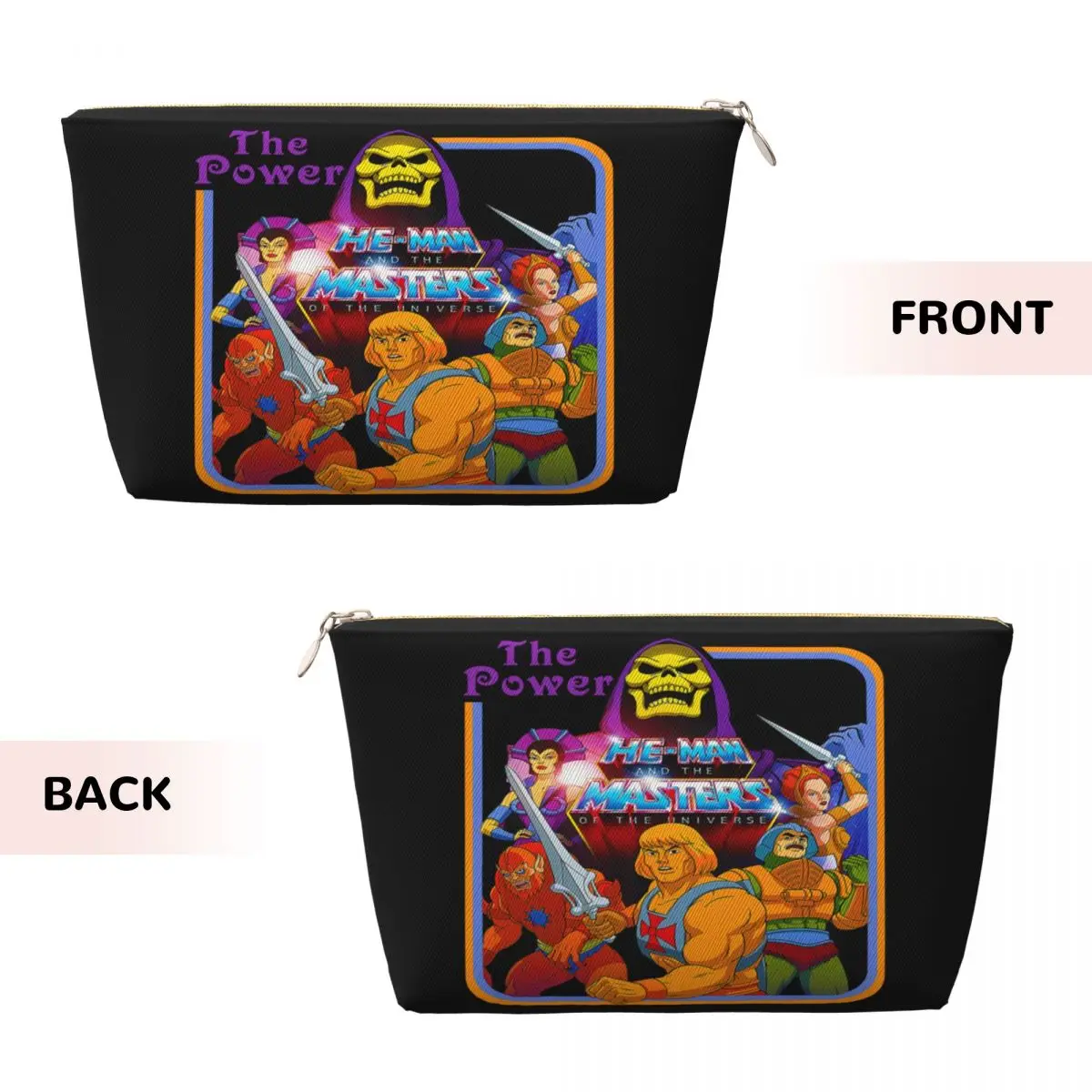 Bolsa cosmética personalizada para armazenamento de beleza, maquiagem, sacos de higiene pessoal, He-Man e os mestres do universo, esqueleto dos anos 80 She-Ra Beast