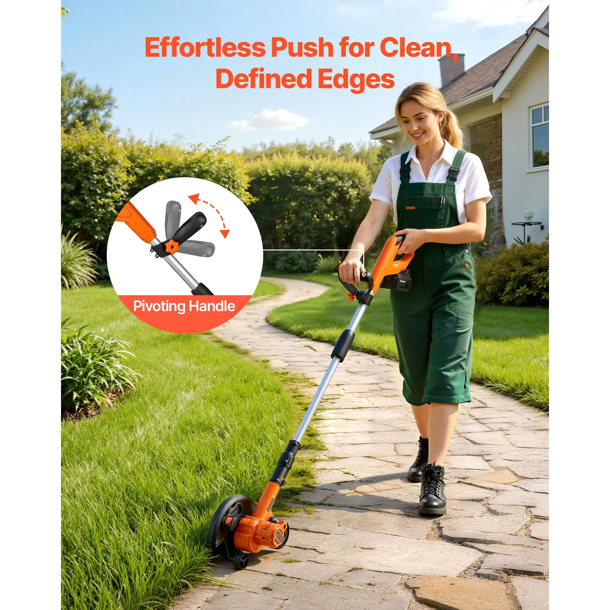 

Lawn Edger, 8.8-inch Blade Length, Battery Powered Cordless Edger Lawn Tool, with 3-Position Blade Depth, 4000 mAh Battery and Charger Included, for Lawns, Driveways, Yards, and Sidewalk Edges