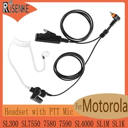 RISENKE-Earpiece for Motorola, SL300, SL7550, SL7580, SL7590,SL4000,SL1M,SL1K, Walkie Talkie, Acoustic Air Tube Headset, PTT Mic