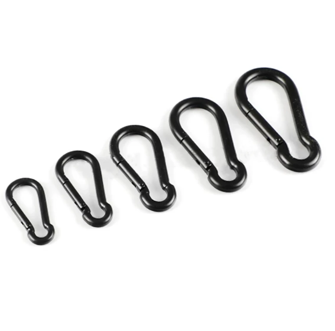 1-10Pcs Standard Spring Snap M4 M5 M6 M7 M8 M9 M10 Black Carabiner Load Bearing Buckle 304 Stainless Steel Key Ring Hook