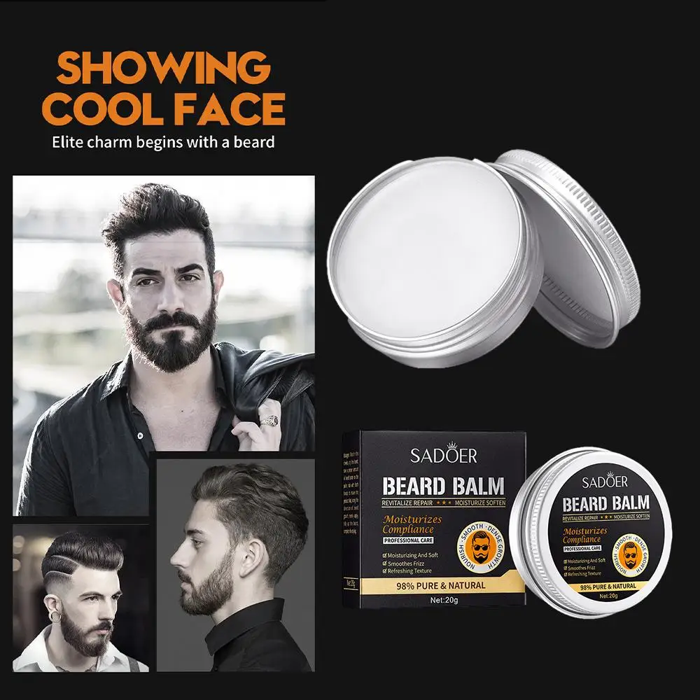 Natural barba estilo bálsamo cera, hidratante, suavização, arrojado cavalheiros, preparado, charmoso, creme de cuidados profissionais