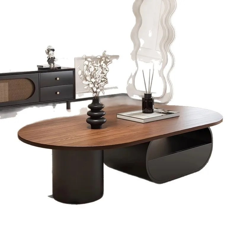 

French ancient style, solid wood coffee table, high-end light luxury, retro walnut, tea table small apartment
