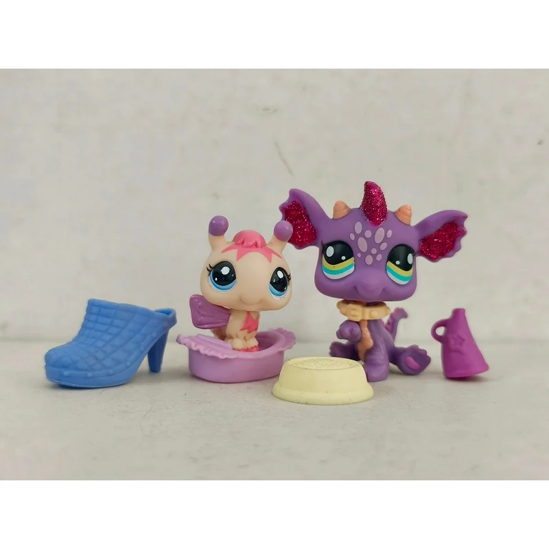 

2pcs/lot LPS Figure Bee Purple Dragon #2089#2660 W/Accessories Mini Pet Shop toy