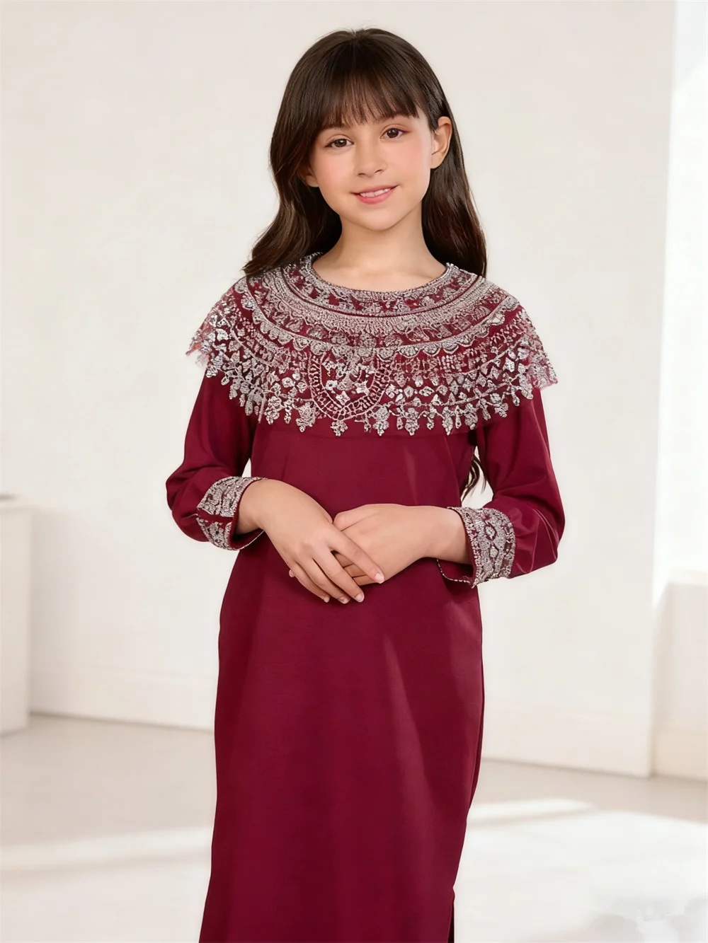 

Ид Вечерние платья с блестками для девочек Мусульманское детское праздничное платье Дубай Абая Турция Кафтан Кафтан Марокко Арабский халат Платье Джеллаба