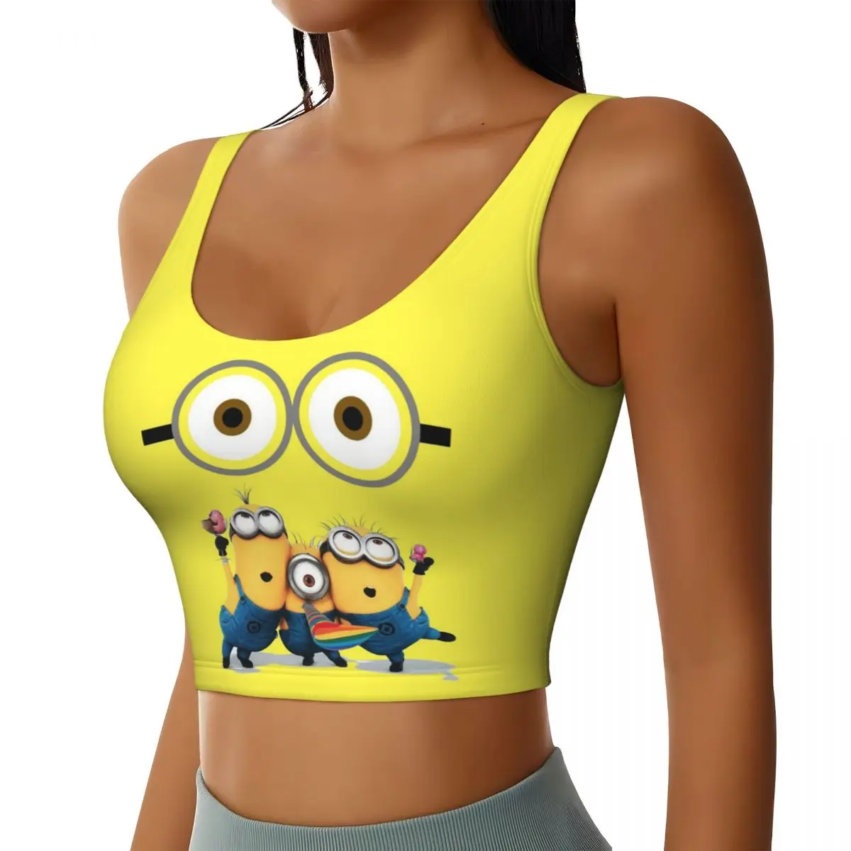 Custom Minions Animes Workout Crop Tank Tops for Women Seamless Running Yoga Sports Bras