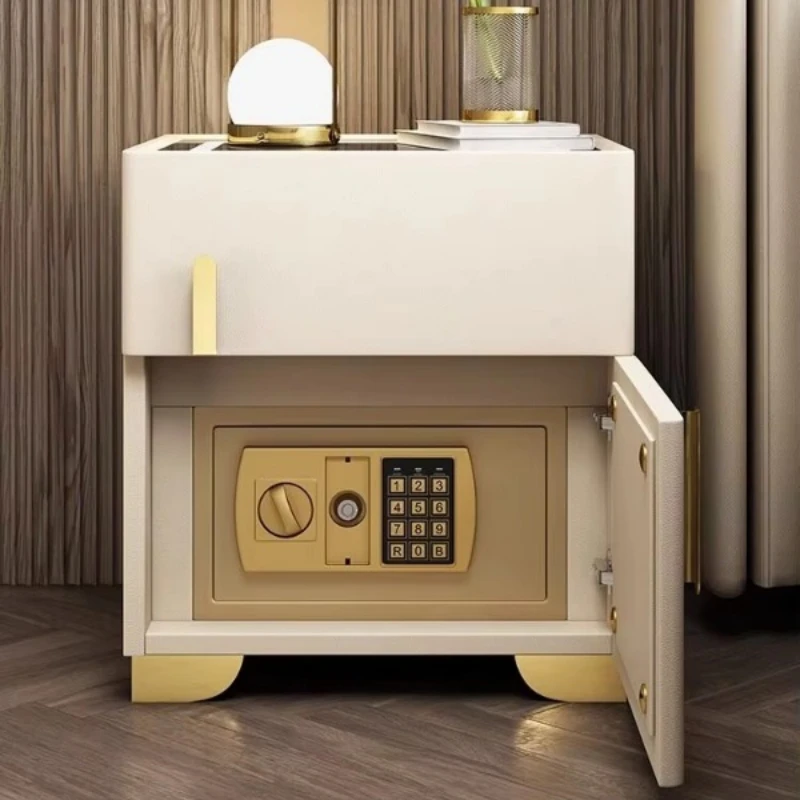 Electronic keyboard lock embedded double-layer structure bedside table