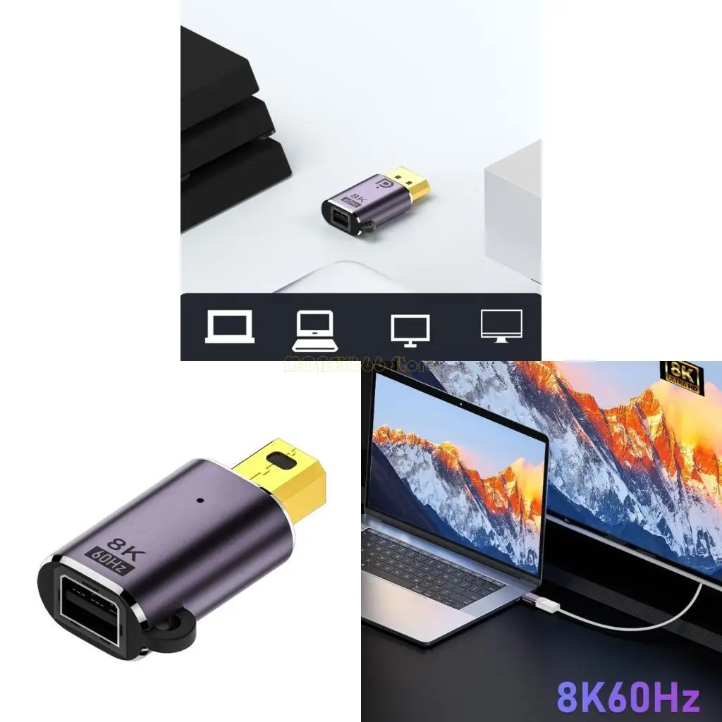 F62Cミニディスプレイポートアダプター男性から女性ディスプレイポートコンバーターDP1.4