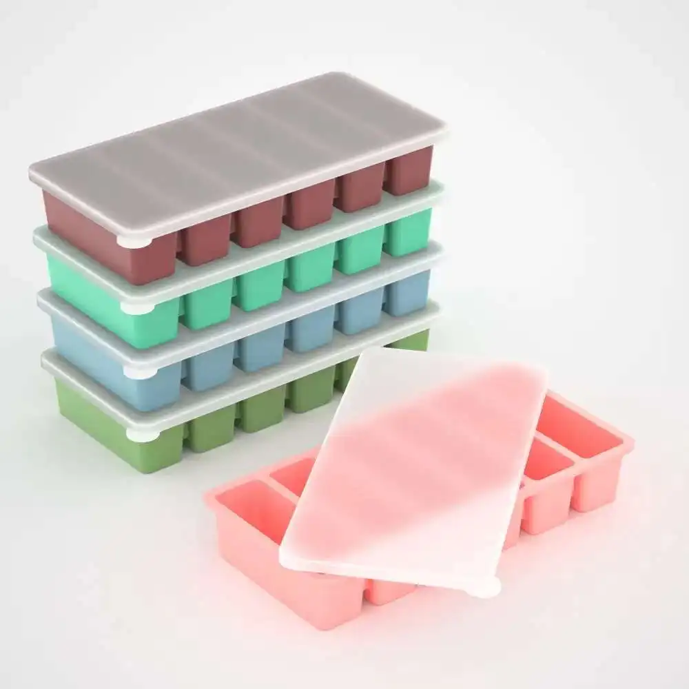 Silicone Ice Cube - Large Size Silicone Ice Cube Molds with Leak Proof Removable Lid Square Ice Cube Tray And BPA Free for Cockt