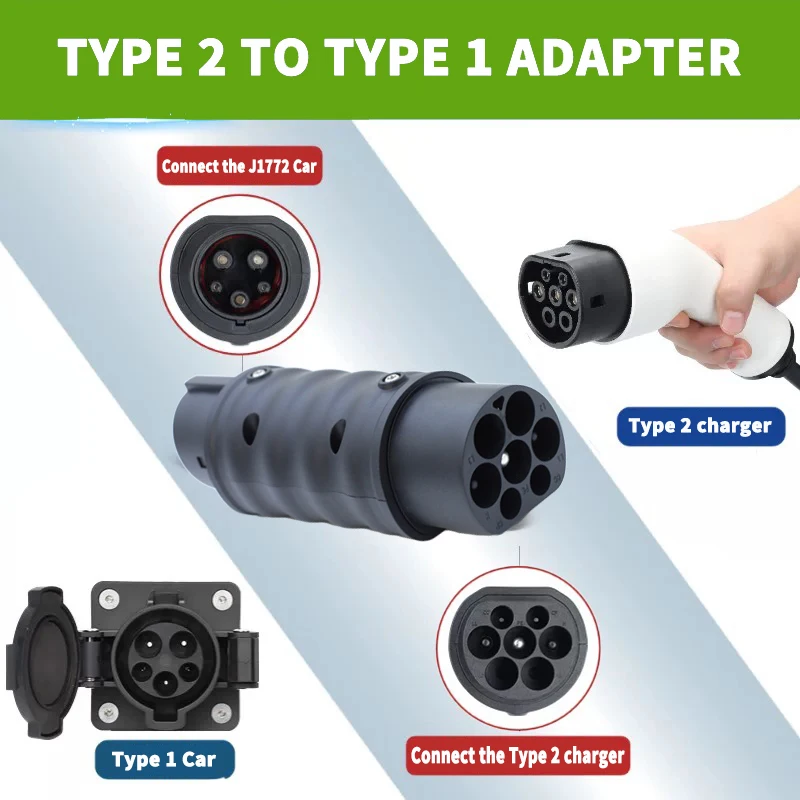

WUFEN Тип 2–Тип 1 SAE J1772 7,2 кВт Конвенсор 32 Адаптер зарядного устройства для электромобилей Тип 2–j1772 Адаптер для разъема электромобиля