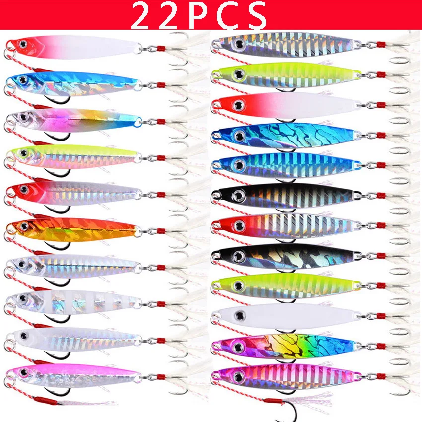 hard metal jig fishing lures grupo trolling bass bait trout jigging jigs de agua salgada 60g 7g 22 pcs quente 01