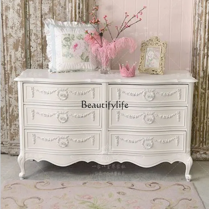 - * خزانة مدخل من الخشب الصلب المنحوت على شكل زهرة، خزانة تخزين لغرفة النوم في الريف الأمريكي #2