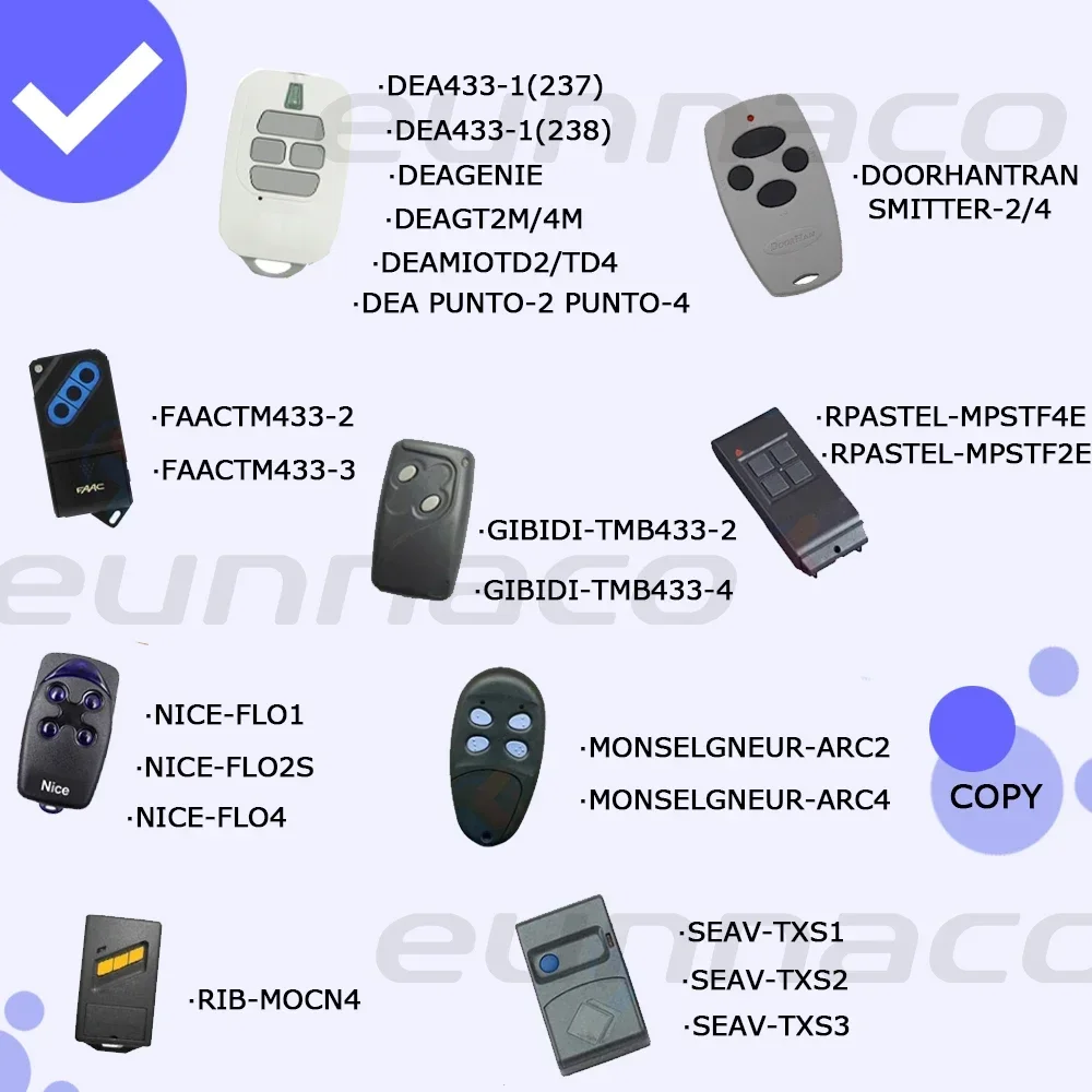 433MHz Remote Control Electric Gate Garage Door Opener Remote Control Duplicator Fixed Rolling Code Clone Copy Car Key