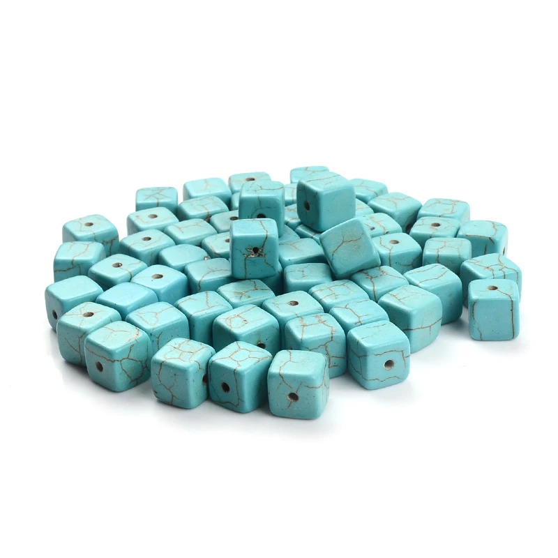 Square Blue White Natural Stone Beads For Jewelry Making Diy Bracelet Necklace Howlite Spacer Loose Bead Handmade