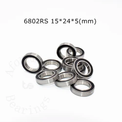 Bearings 10pcs 6802RS 15*24*5(mm) rubber Sealed chrome steel parts Bearings Transmission accessories