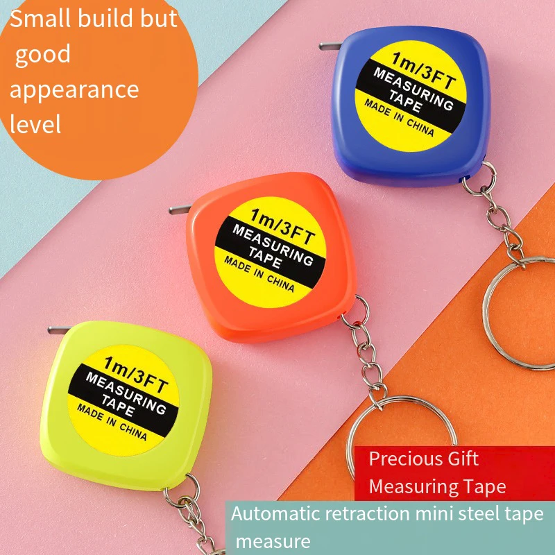 1M Keychain Tape Measure Mini Measuring Tape Functional Pocket Tape Measure Retractable Metric Inch Construction Party