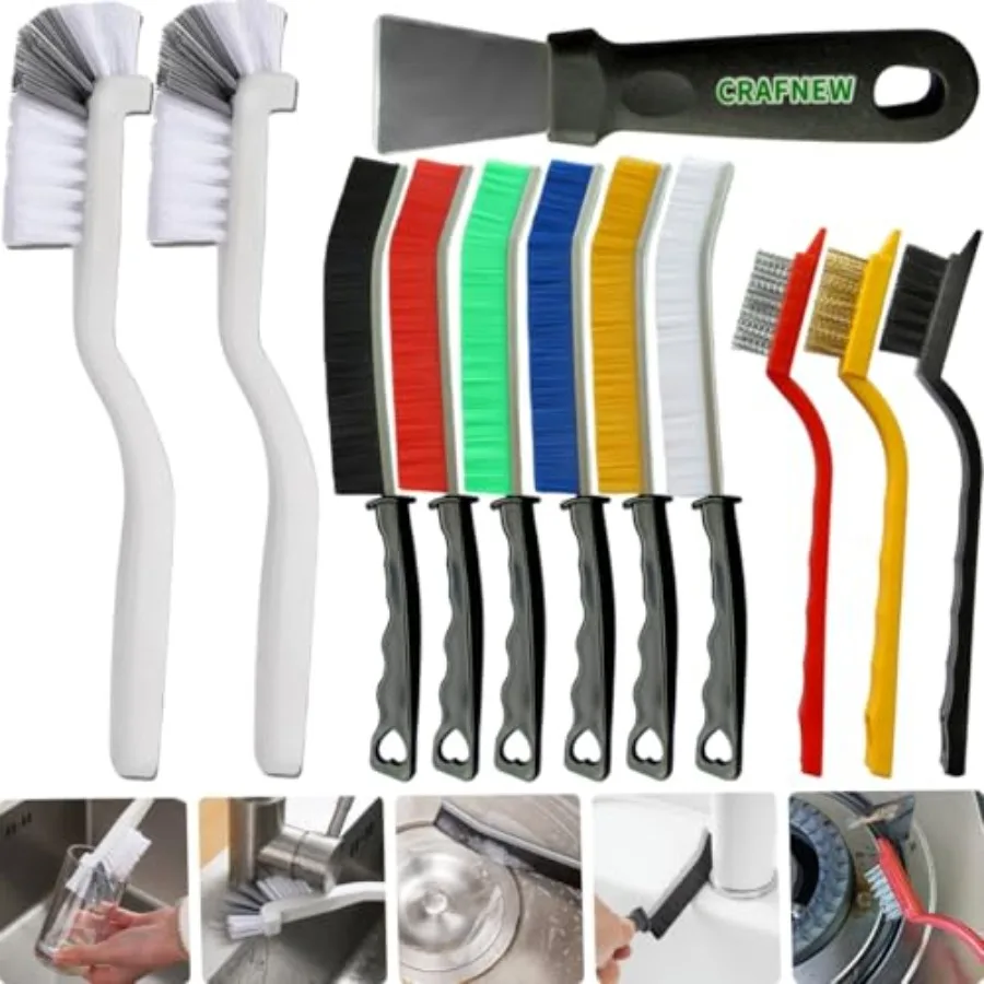 

12Pcs Crevice Cleaning Brush Set, Multifunctional Hard Bristle Cleaning Product with Scraper, Designed specifically for Cleanin