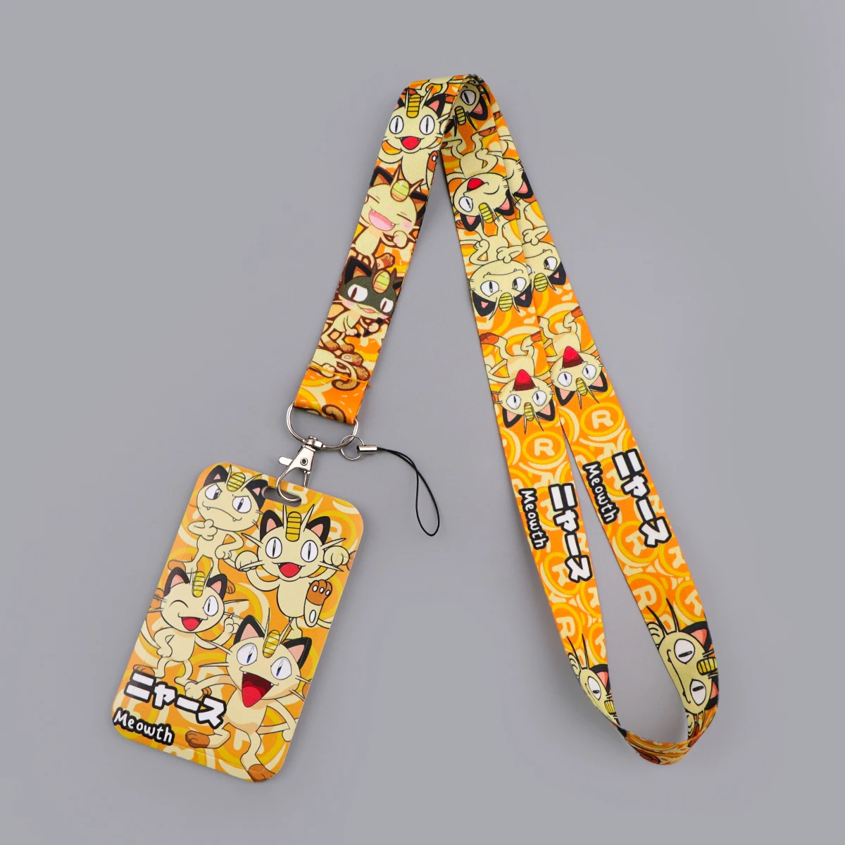حامل بطاقات العمل اليابانية أنيمي مع حبل طويل وبكرة شارة غطاء حامل بطاقات الائتمان للمرأة حبل الهاتف