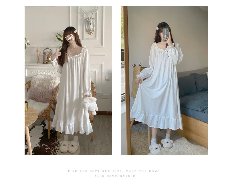 Vestidos Femenino New Sweet Long Sleeve Night Dress Women Loose Comfort Spring Summer Nightgowns Female Sleepwear Sleep Nighty