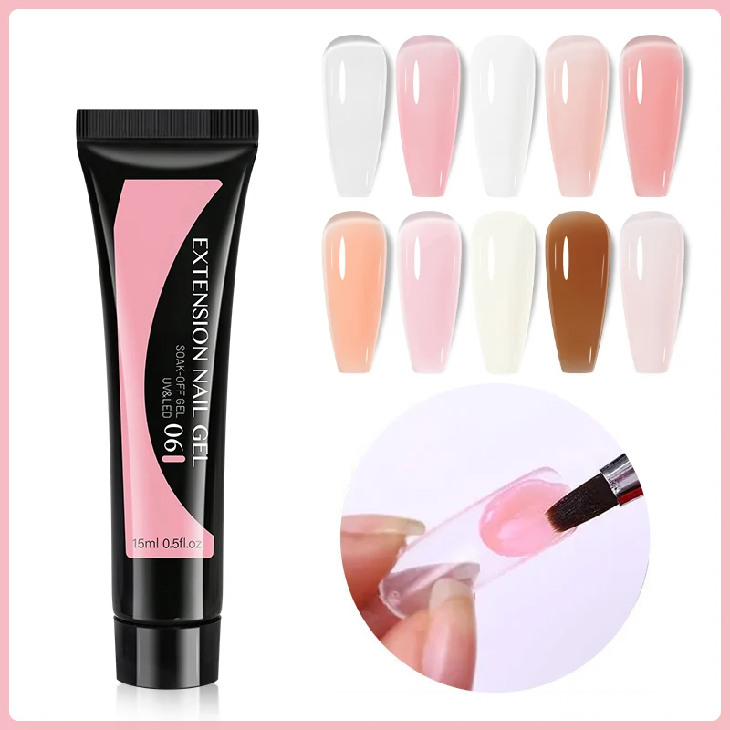 Parkson 15ml Nail Extension Gel Polish UV LED Crystal Acrylic Quick Building 10 Colors Semi Permanent Manicure Construction Tool