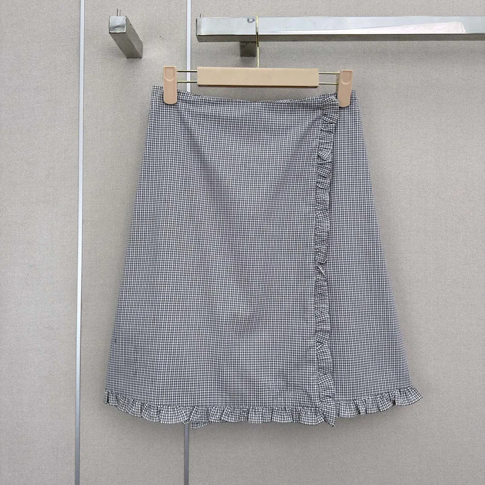

High-quality 2026 new women's checked skirt with ruffled design, a fashionable summer short skirt xy2514194