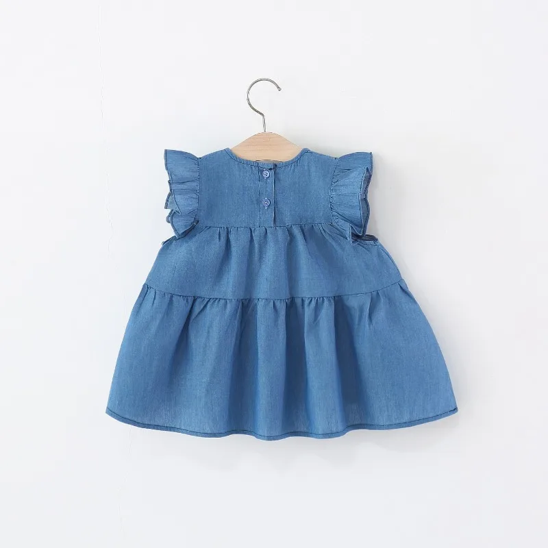 Girls Dress Fashion Denim Dresses for Kids Summer Spring Short-sleeve A-line Dress Children Baby Clothes