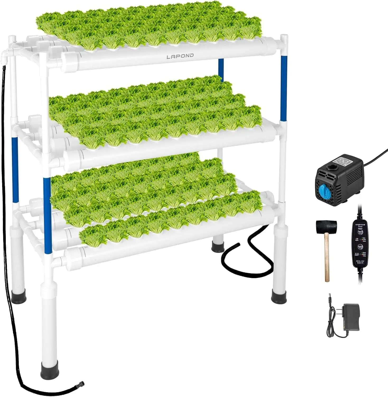 

Upgraded Hydroponics Growing System Kit 108 Plant Sites 3 Layers Food Grade PVC U Pipes Hydroponic Grow Kit Gardening System