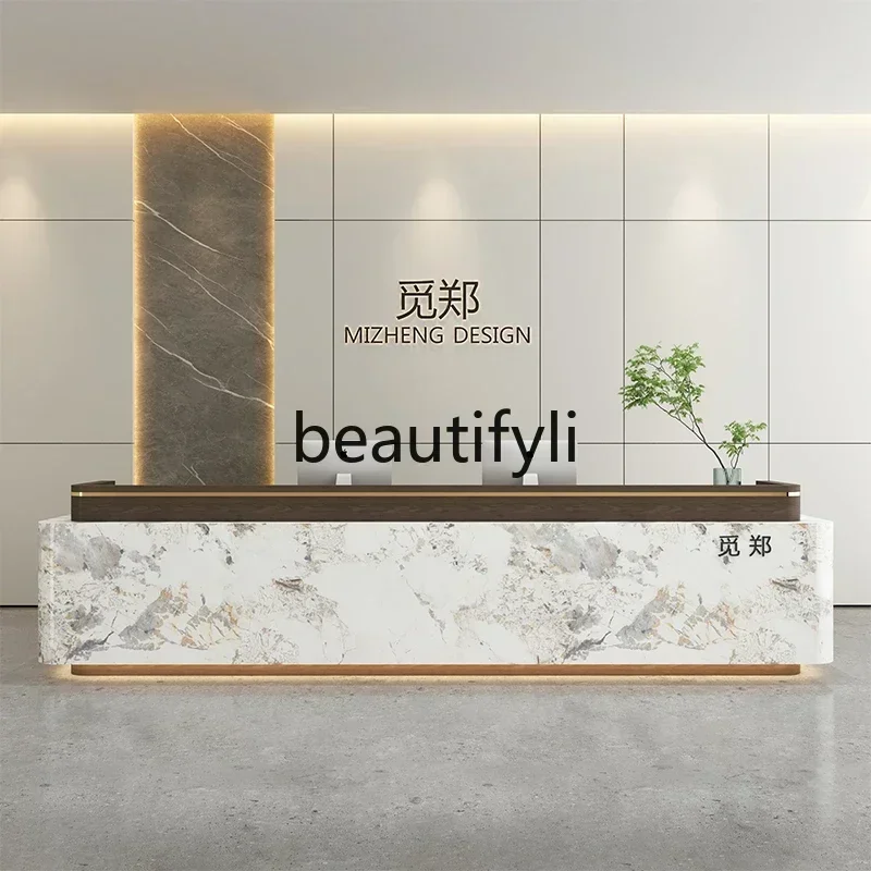 54Modern minimalist company, reception desk curved medical beauty salon, clothing store paint checkout pageSSS