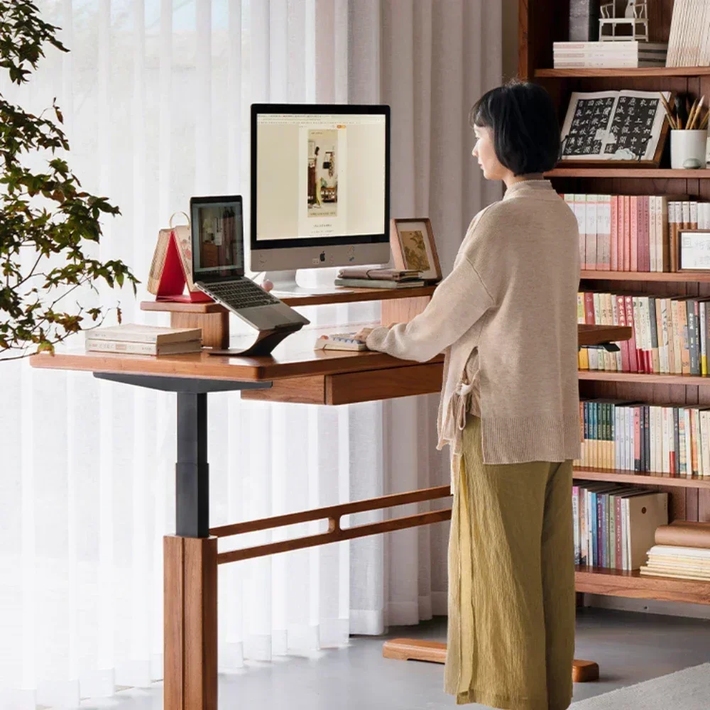 

Solid Wood Electric Lifting Table Desk Smart E-Sports Table Home Elm Desk