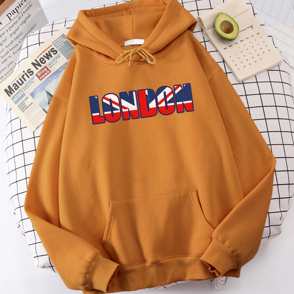 London British Flag Patriotic Hoody Women'S Oversize Harajuku Sweatshirt Autumn Loose Tracksuit Simple Fleece Woman Tracksuit