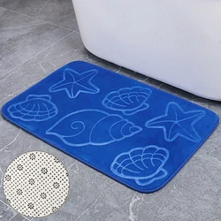 Soft Absorbent Kitchen Mat,Non-Slip Shell Starfish Conch Print Bath Mat,Toilet Mat,Thicken Shower Mat for Shower Bathtub Slip