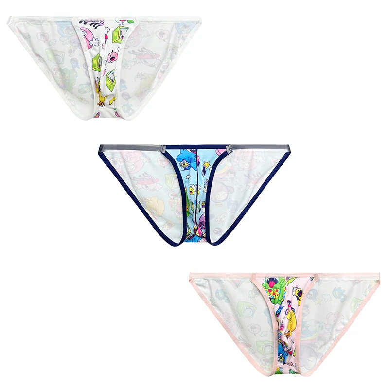 

3PCS Men Underwear Briefs Funny Cartoon Print Men's Panties Low Waist Man Sexy Bikini Briefs Sissy Gays Men Underpants
