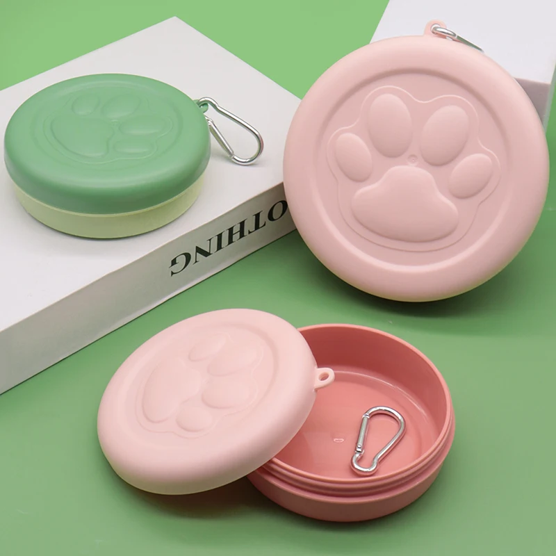 

Portable Round Dog Bowl with Cover Multiple Anti-Moisture Airtight Outdoor Training Pet Snack Storage Bag Comederos Para Perros