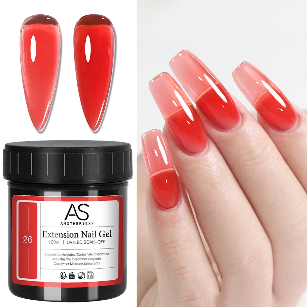 

150g Jelly Red Poly Nail Gel UV LED Builder Nail Gel Hema Tpo Free Acrylic Crystal Nail Extension Gel For Nails DIY Salon