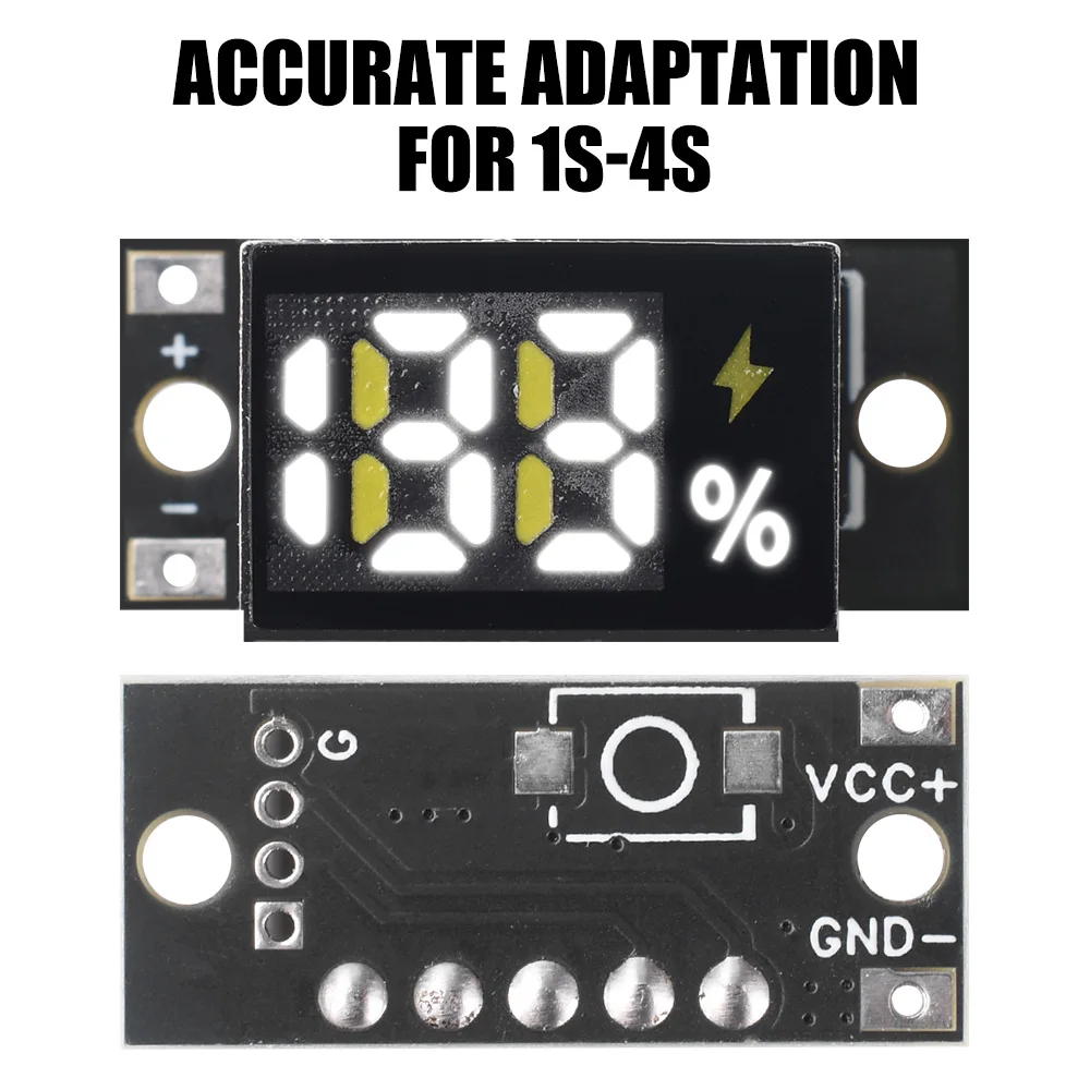 Mini Battery Level Indicator Module 1S-4S Lithium Battery Accurate Percentage Display Low Power Consumption for LiFePO4 battery