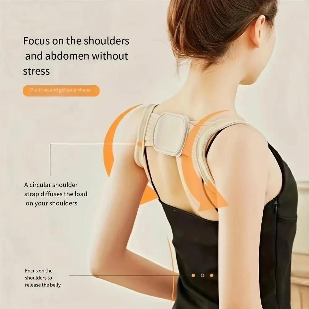 Adjustable Strap Posture Corrector Belt Comfort Fit Design Breathable Fabric Neck Brace Hunchback Relief Lightweight Material