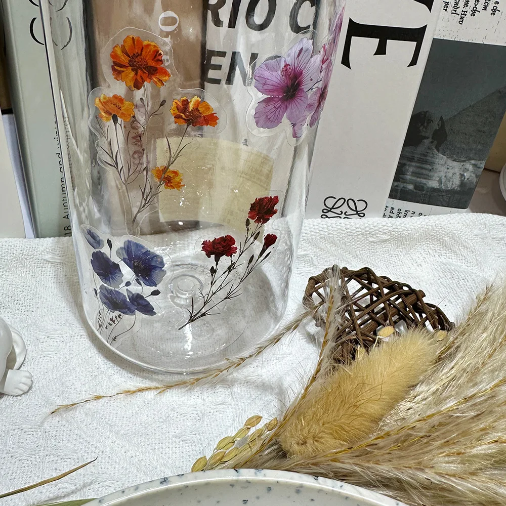 50 stks Transparante INS Inkt Bloem Sticker Cartoon Graffiti Huisdier Stickers Telefoon Gitaar Stikers Boek Koffer Waterdicht Kinderen Speelgoed