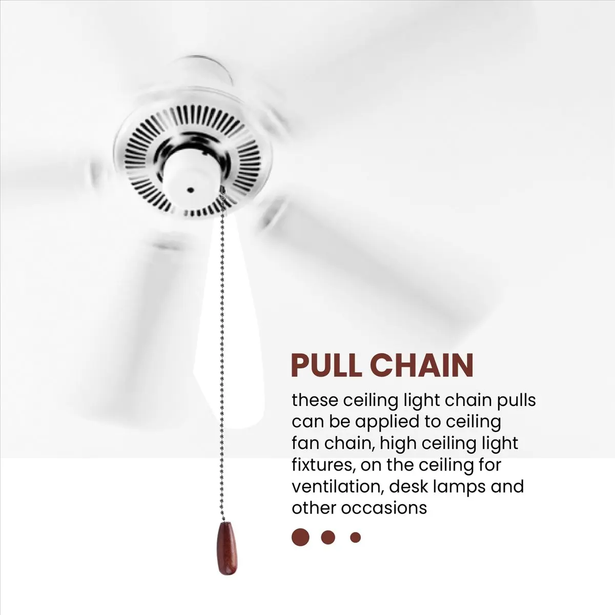 L! DT931^4 Pieces Ceiling Fan Chain Pulls Wooden Pull Chain Extension Pull Chain for Ceiling Light Lamp Fan Chain (Walnut Color)