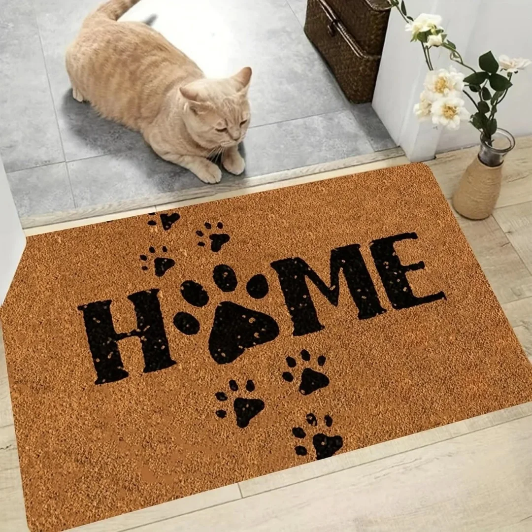 HELLO Bold Letter Coir Door Mat Simple Text Print Indoor Outdoor Front Entryway Welcome Doormat Home Entrance Decor Rug