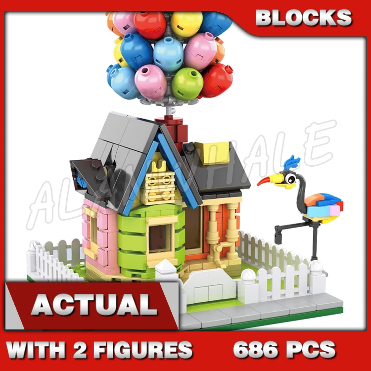 686pcs Ideas Balloon House Flying Up Home Garden Sky Adventure 7025 Building Block toys Compatible With Model